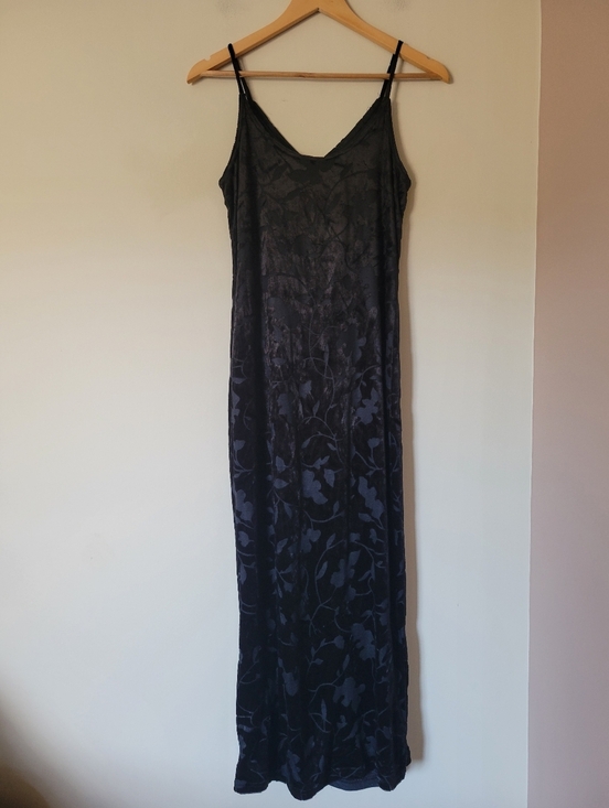 Vintage Dresses & Skirts - Vintage 90s Velvet Burnout Vampy Whimsigoth Grunge Maxi Slip Dress Size Small